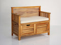 Gartenbank Holz 125x60x90 cm - Natur-Beige - Klassisches Design mit Stauraum