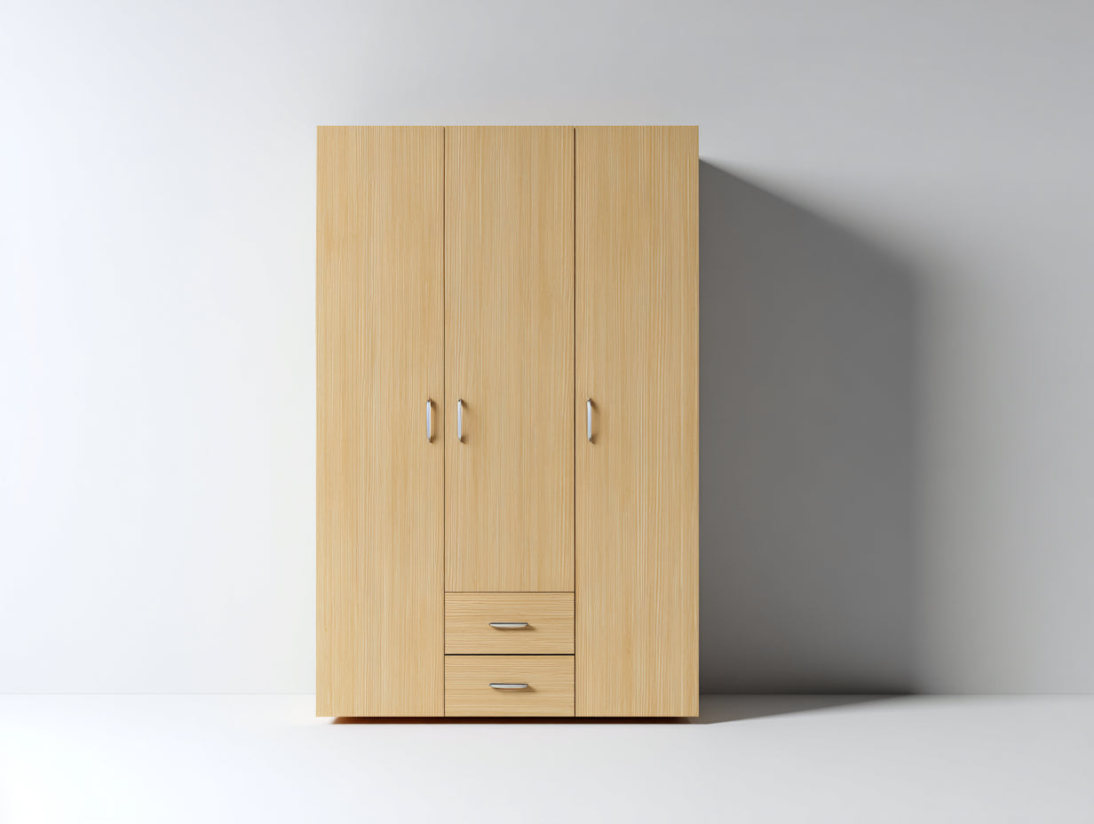 Kleiderschrank Holzwerkstoff mit Türen und Schubladen 150x55x200 cm - Natur - für Schlafzimmer - Modernes Design