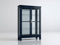 Vitrinen Holz und Glas 92x38x160 cm - dunkelblau - moderner Stauraum