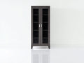 Vitrinen Holz Glas 88x40x190 cm - Dunkelgrau - Modernes Design