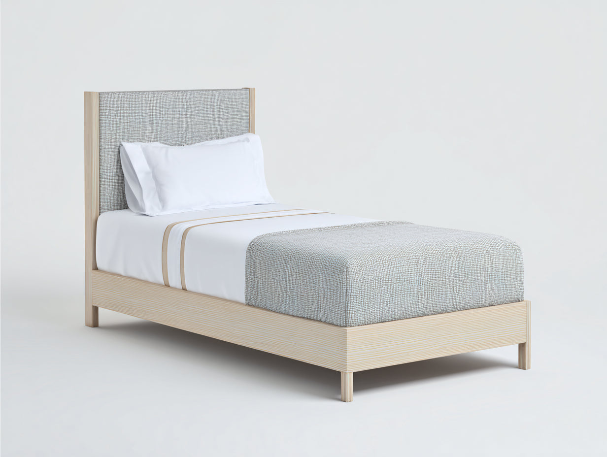 Einzelbett Holz und Stoff 208x102x110 cm - naturfarben - für Schlafzimmer moderner Stil