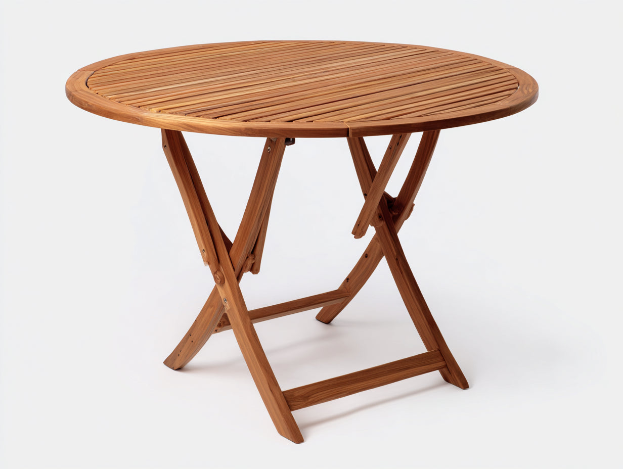 Gartentisch Holz rund 120x120x75 cm - Braun - Klappbares Design