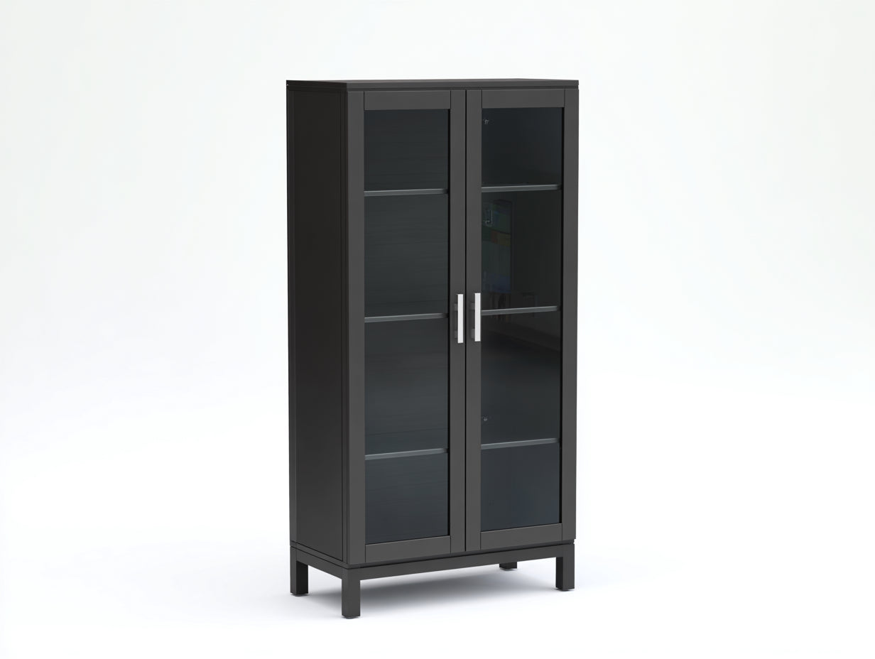 Vitrinen Metall 80x40x170 cm - Schwarz - moderne Glasfront für Wohnraum und Büro