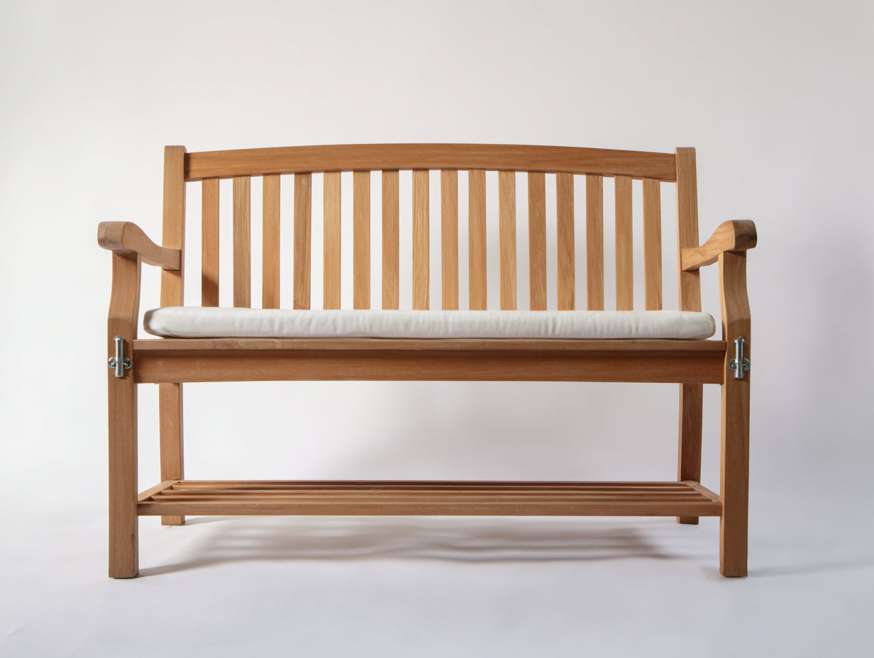 Gartenbank Holz 140x62x90 cm - Natur-Beige - Klassisches Design mit Ablagefläche