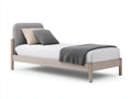 Einzelbett Massivholz mit Polsterkopfteil 205x98x92 cm - Natur-Grau - für Schlafzimmer - Modernes Design