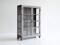 Vitrinen Holz 105x38x160 cm - Grau-Natur - Glasfront im Landhausstil