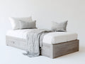 Einzelbett Holz 200x100x45 cm - Weiß - Modernes Design mit Schubladen