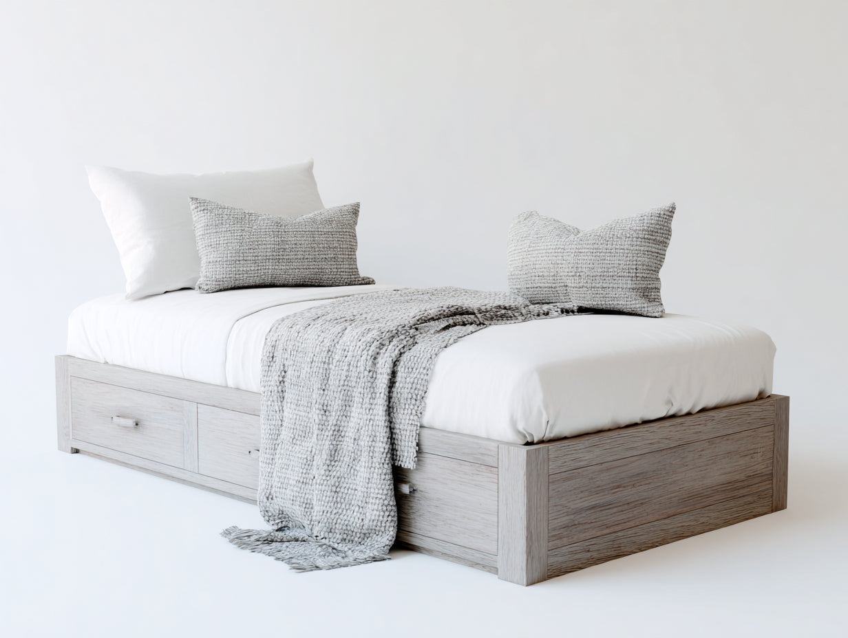 Einzelbett Holz 200x100x45 cm - Weiß - Modernes Design mit Schubladen