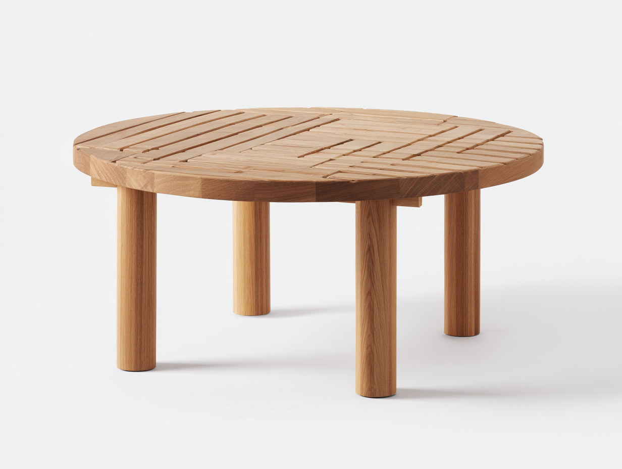 Gartentisch Massivholz rund 125x125x74 cm - Natur - für Garten und Terrasse - Modernes Design