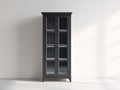 Vitrinen Holz 72x38x180 cm - Schwarz - schmale Glasfront im klassischen Stil