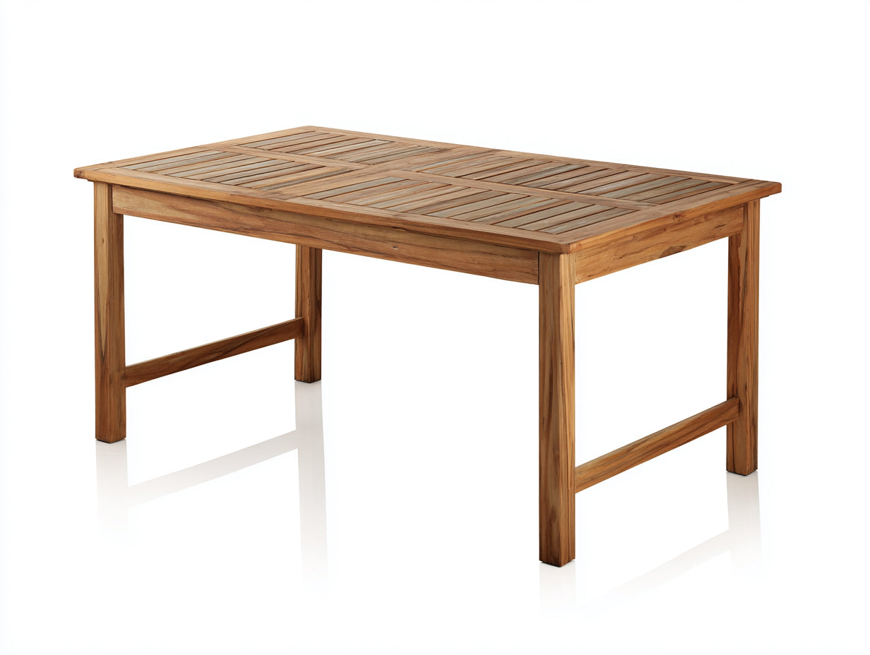 Gartentisch Holz 180x90x75 cm - Natur - rechteckiges Design mit Lattenplatte