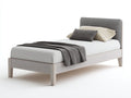 Einzelbett Holz mit gepolstertem Kopfteil 198x96x102 cm - Hellgrau - Modernes Design