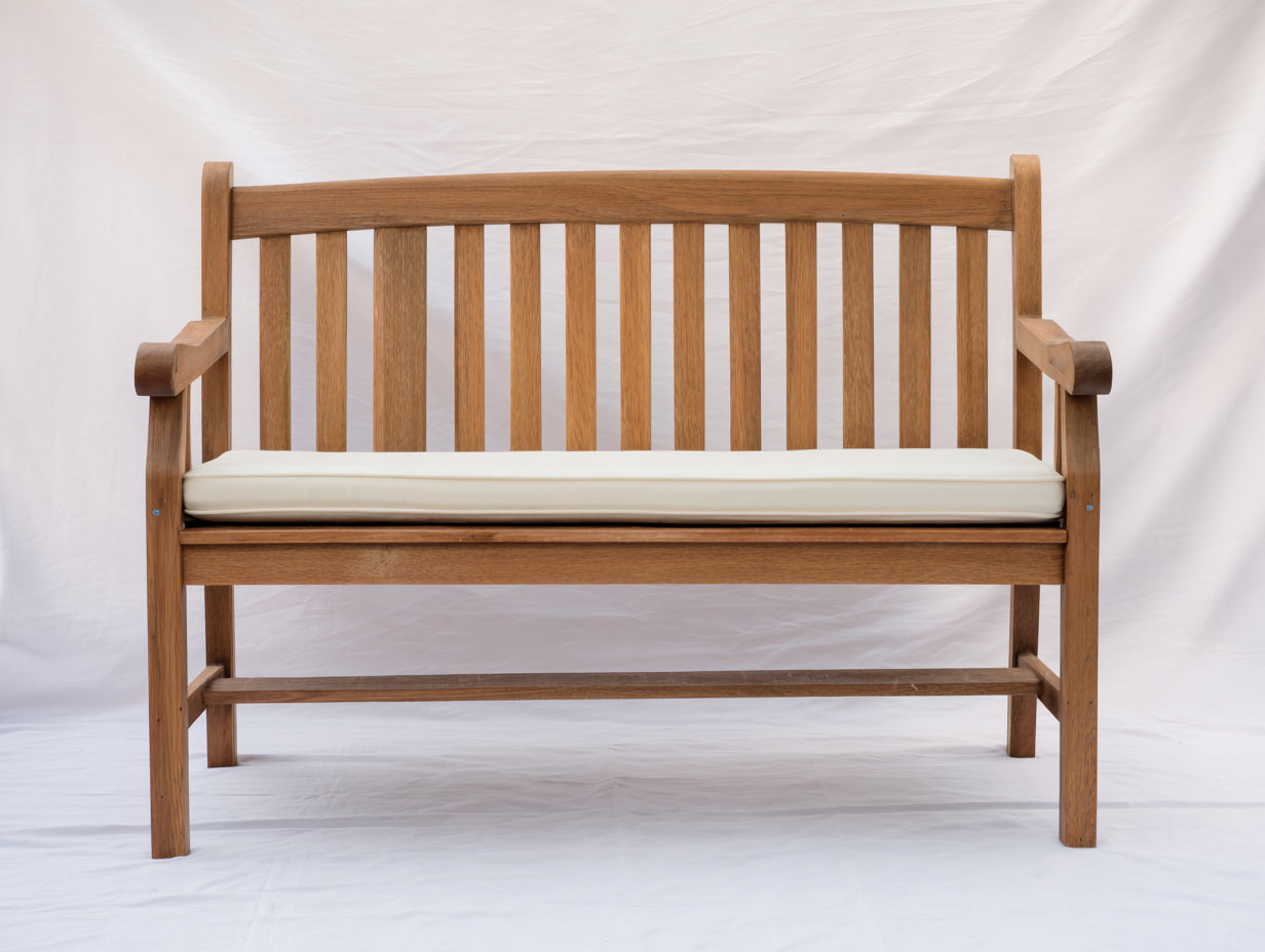 Gartenbank Holz und Stoff 132x54x90 cm - braun - für Garten klassischer Stil