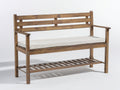 Gartenbank Holz 165x55x92 cm - Braun-Creme - mit Armlehnen und unterer Ablage