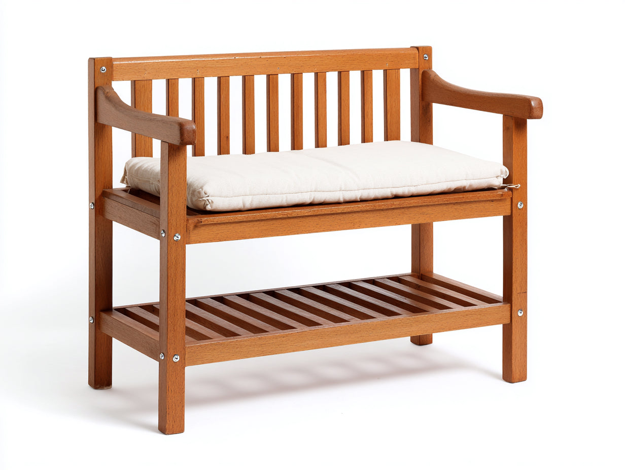 Gartenbank Holz mit Ablage 82x38x88 cm - Braun - Modernes Design