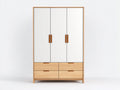 Kleiderschrank Holz 120x55x200 cm - Weiß-Natur - Modernes Design