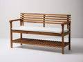 Gartenbank Massivholz mit Sitzpolster 165x58x88 cm - Braun-Weiß - für Garten und Terrasse - mit Ablagefläche