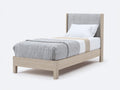 Einzelbett Holz Stoff 200x100x110 cm - Natur-Grau - Modernes Design