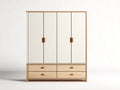 Kleiderschrank Holz 160x52x190 cm - Weiß-Natur - Modernes Design mit Schubladen