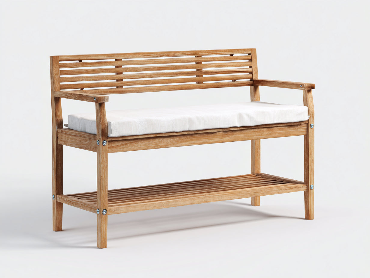 Gartenbank Holz und Stoff 150x56x86 cm - braun - für Garten klassischer Stil